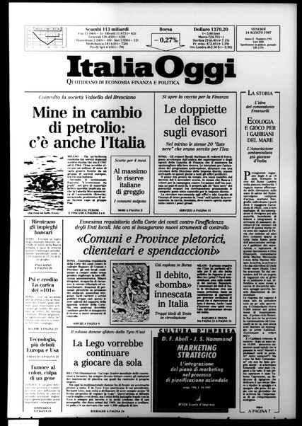 Italia oggi : quotidiano di economia finanza e politica